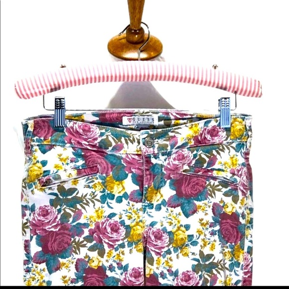 GUESS Floral Crop Skinny Jeans - Picture 4 of 8